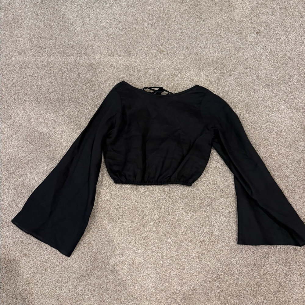 Chic Black Flare Sleeve Blouse